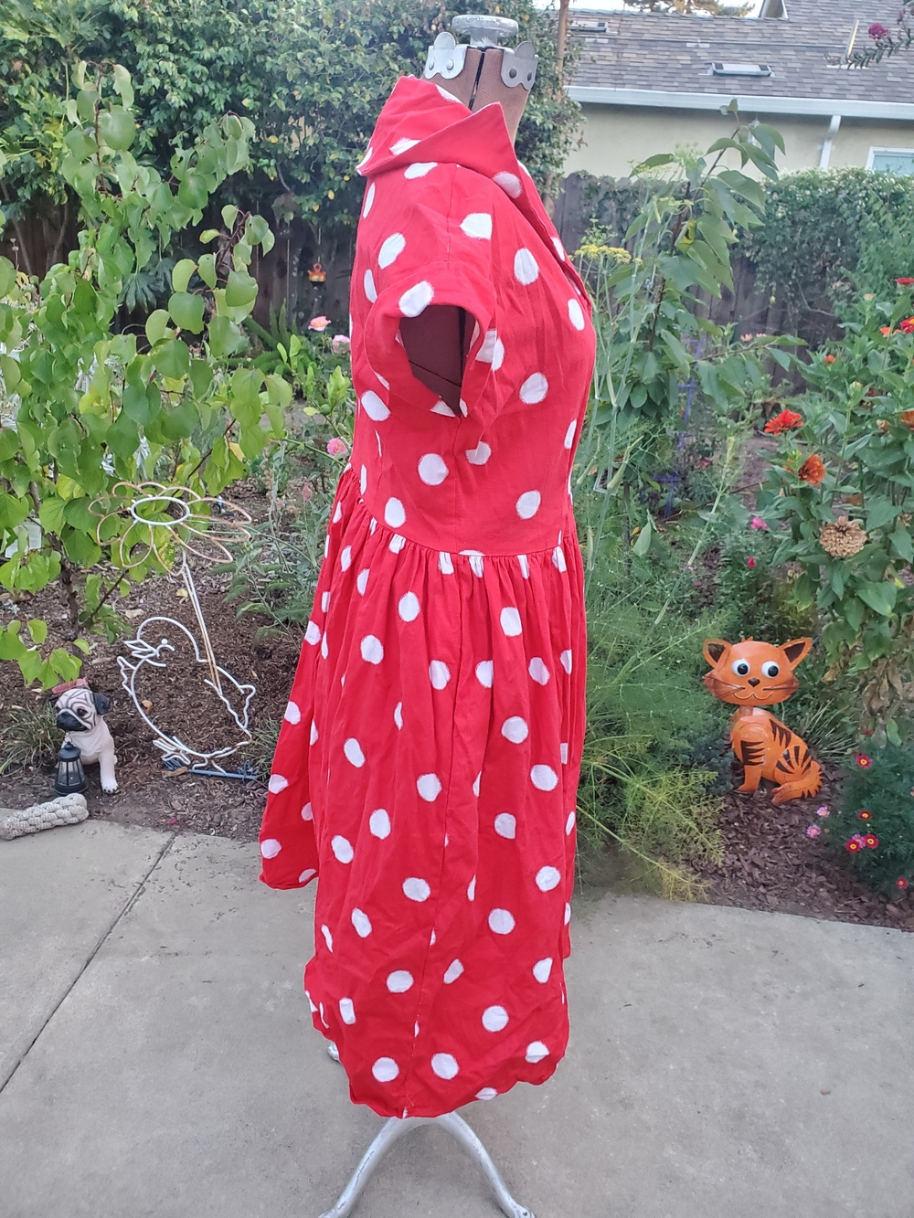 Collectif Polka Dot Midi Dress in Red & White Size XL (UK 16) - Picture 6 of 9